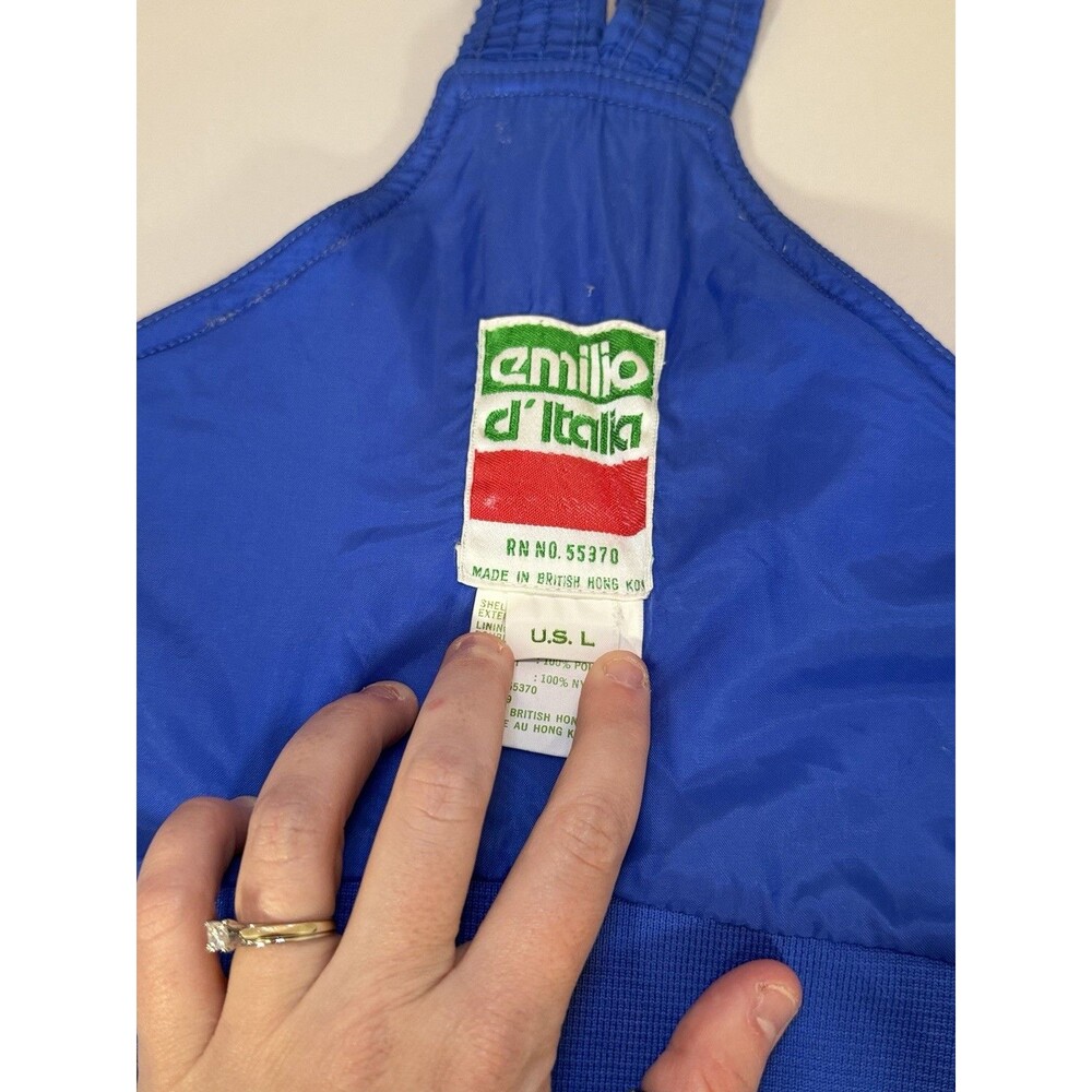 Vintage Emile d’Italia Sunvalley Blue Ski Bib Snow Pants USA L Made in Hong Kong - Picture 6 of 16